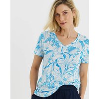 Linen T Shirts V Neck Print