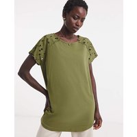 Broderie Shoulder Longline Top