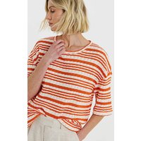 Textured Stripe Half Sleeve Top Stripe