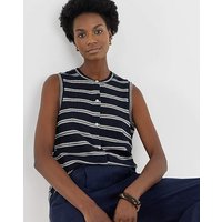 Crochet Sleeveless Button Through Top Stripe