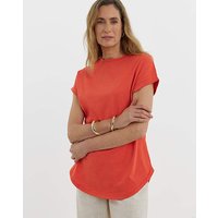 Longline Short Sleeve Curved Hem Top