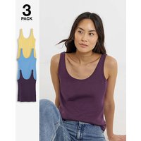 3 Pack Vests Plum Blue Yellow JD Williams
