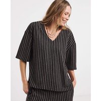 Textured Stripe Half Sleeve Top