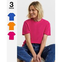 3 Pack Crew Neck T Shirt Pink Blue Orange JD Williams