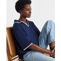 CONTRAST LACE TRIM POLO
