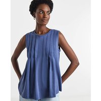 Pintuck Detail Sleeveless Top