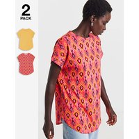 2 Pack Longline Top Marigold Aztekprint JD Williams
