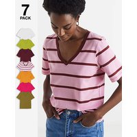7 Pack V Neck Short Sleeve T Shirt JD Williams