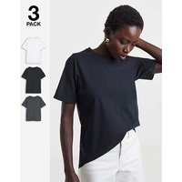 3 Pack Crew Neck Short Sleeve T Shirts Black White Cha JD Williams