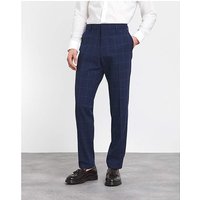 Slim Fit Check Suit Trouser Dark Blue