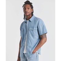 Relaxed Fit Western Shirt Light Blue