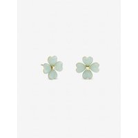Gold Plated Mint Green Flower Studs Gold
