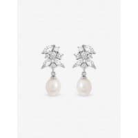 Rhodium Freshwater Pearl Earrings