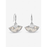 Rhodium Plated Fan Earrings