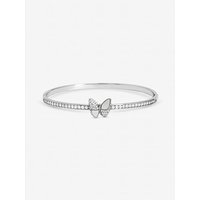 Rhodium Plated Pave Butterfly Bangle