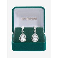 Rhodium Plated CZ Pear Drop Earrings