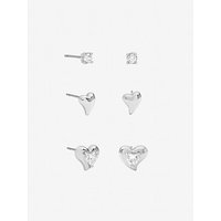 Rhodium CZ Heart Earrings Multipack