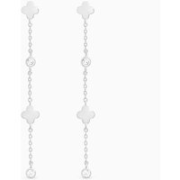 Crystal Clover Fine Long Drop Earrings