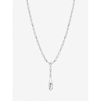 Rhodium Plated Pear Drop Y Necklace