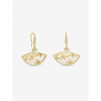 Plated Mother Pearl Fan Earrings