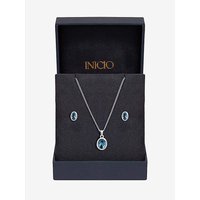 Topaz Oval Bezel Set Gift Box Silver