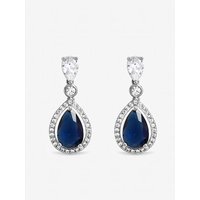 Rhodium Plated CZ Drop Earrings Silver