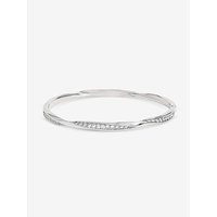 Rhodium Plated & Pave Twist Bangle