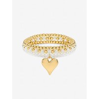 Plated Beaded Heart Charm Bracelet