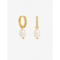 Plated Freshwater Pearl Huggies