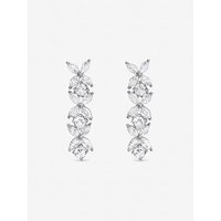 Rhodium Plated CZ Floral Earrings