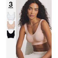 3 Pack Comfort Tops Black White Blush 24 26