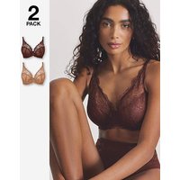 2 Pack Ella Full Cup Wired Bras Chocolate Multi Coloured