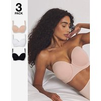 3 Pack Multiway Bras Black White Blush