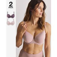 2 Pack Smoothing Microfibre T Shirt Bras Chocolate Mocha