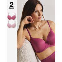2 Pack Smoothing Microfibre T Shirt Bras Mink Grape