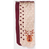 3PK Reindeer Christmas Socks ONE