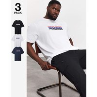 Jack & Jones Cyber 3 Pack T-Shirt at Jacamo Jack & Jones Cyber 3 Pack T-Shirt.