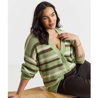 Fluffy Stipe Boyfriend Cardigan Stripe 12 14