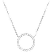 9ct CZ Circle Adjustable Necklace INCH