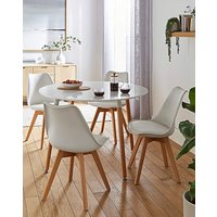 Frankfurt Round Dining Table & 4 Chairs White Oak