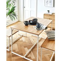 Mason Compact Dining Set 2 Benches White Oak