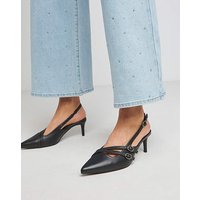 Buckled Kitten Heel Slingbacks Wide PU