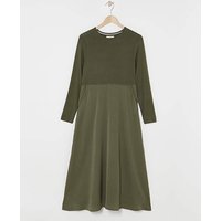 Mixed Fabric Midi Dress