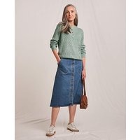 Button Down Denim Skirt Denim Blue