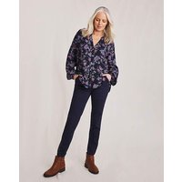 Lace Trim Printed Blouse Print