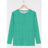 Pure Cotton Ribbed Henley Top Multicolour