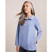 Button Neck Cotton Sweatshirt