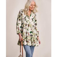 Mix Print Pintuck Tunic Palm Print