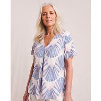 Printed Crinkle Short Sleeve Top Print
