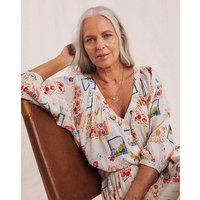 Postcard Print Crinkle Blouse Multi Coloured